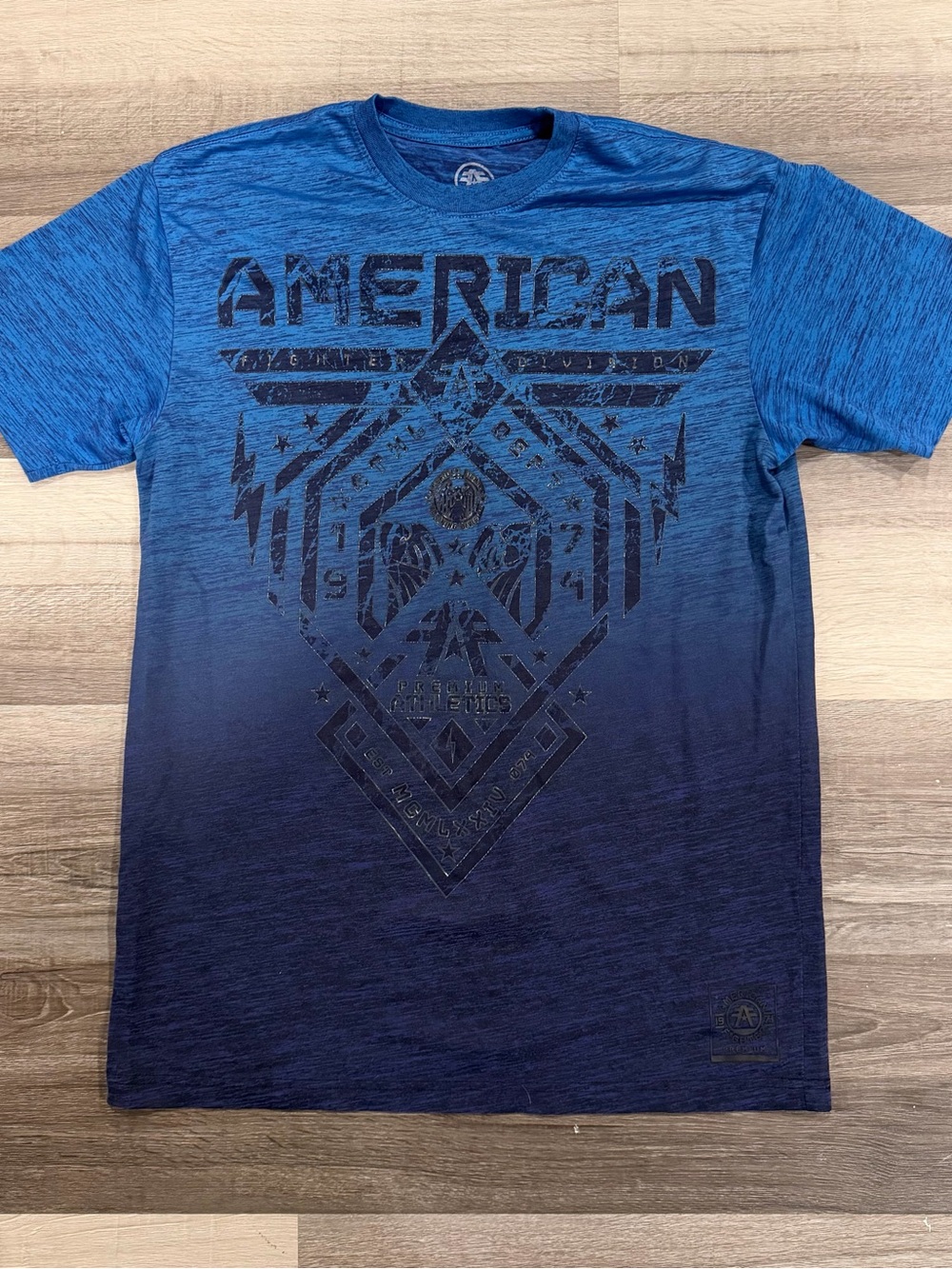 American Fighter Men's Blue Graphic Logo Crew Neck Short Sleeve T-Shirt Size L